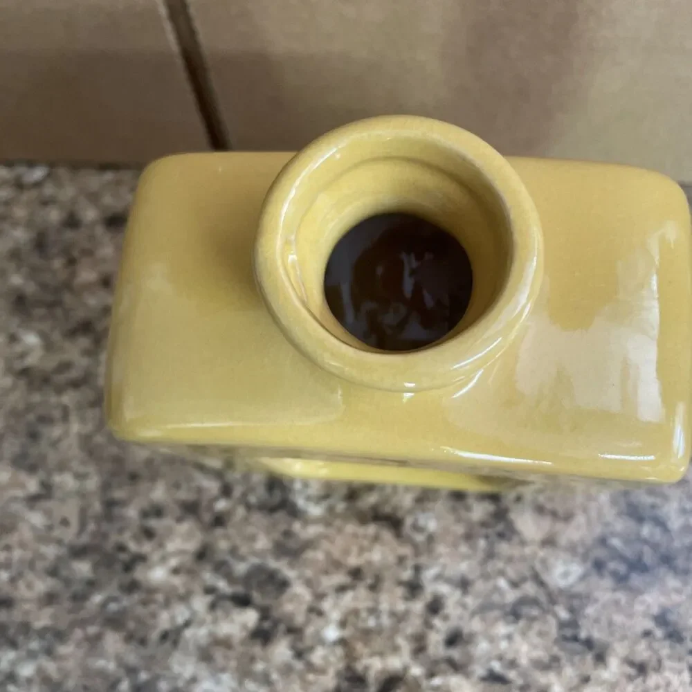 Yellow Ceramic Vase Square Rustic Home Decor Minimalist Nordic Boho